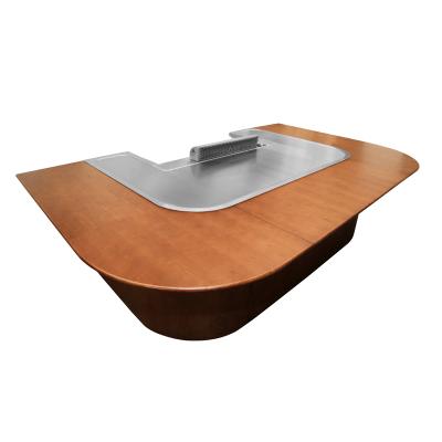 Customizable Hibachi Grill Table With Wooden Tabletop Decoration