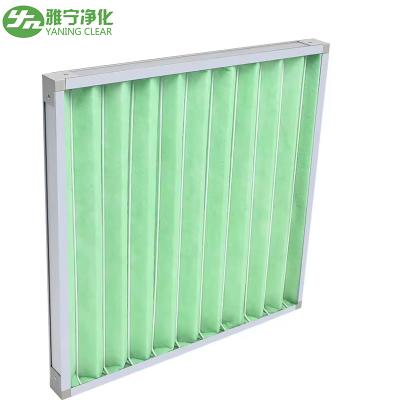 Flat Type Green Bag Air Filters With Double Sided Metal Mesh Folding