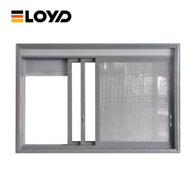 Soundproof Anthracite Grey Aluminium Windows Sliding Glass for Office