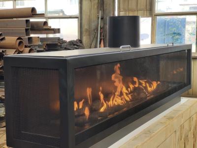 Gas Fireplaces gas fireplace European Black Matte Carbon Propane Steel Three-sided Gas Natural